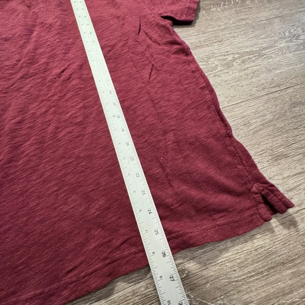Lucky Brand Polo Shirt Mens M Burgundy Red 100% Cotton Slub Knit Outdoor Pockets
